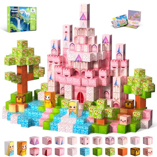 CraftyNest Magnetic Blocks Building Toys for Kids, 48 PCS Magnetic Blocks for Girls Ages 4-8, Magnetic Cubes, STEM Sensory Toys for Boys & Girls, Birthday Gifts for Kid Ages 3+