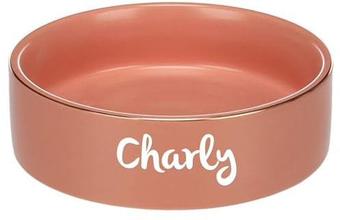 Personalisierbarer Keramiknapf Rund 200 ml (S) Rosa – Futter- & Wassernapf – rutscharm & leicht zu reinigen – für kleine Hunde & Katzen – personalisiert mit Namen – Petslino