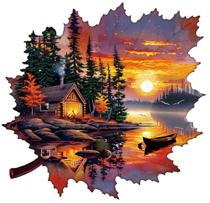 Holzpuzzle Erwachsene, 230 Teile Herbstlandschaft Holz Puzzle Erwachsene | Unregelmäßige Einzigartige Holzpuzzle Tiere, Wood Puzzle for Adults, Weihnachts Geschenke für Familie Freunde (34 * 32.7cm)