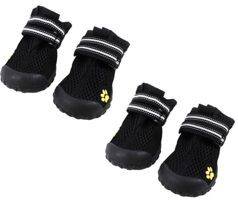 UPKOCH Hundeschuhe für Draußen mit Mesh und Schutz, 1 Satz für Große Hunde | Schwarzes Kunststoff Mesh, Größe 8, für Indoor und Outdoor, Bequem Anzuziehen und Sicherer Halt