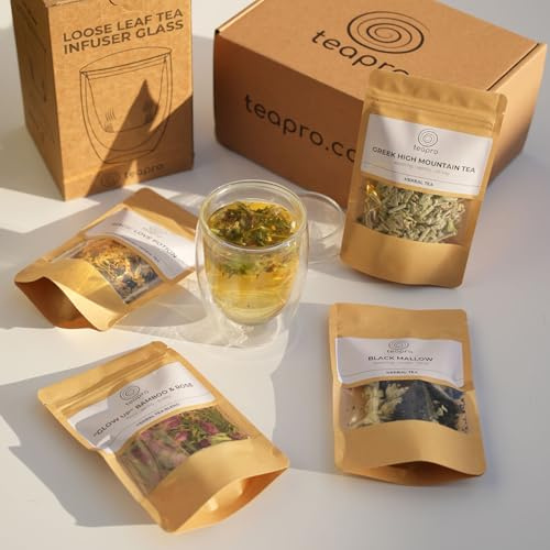 Tea Gift Set with Infuser Glass for Stress Relief, Self-Care & Relaxation | Gift for Women & Herbal Tea Lovers