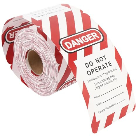 ViaGasaFamido Fara Barrikad Tag Roll PP Sammansatt Pappersmaterial Perforerat Hål Design för Industrianläggning Säkerhetslåsning Tagout Varningsskyltar