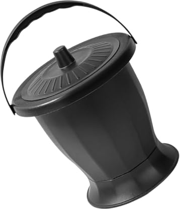 Hoement Pot de Chambre Portable Unisexe en Polypropylène Noir avec Couvercle Anti-Odeur Léger et Stable avec Base Antidérapante pour Adultes Personnes Âgées et Usage