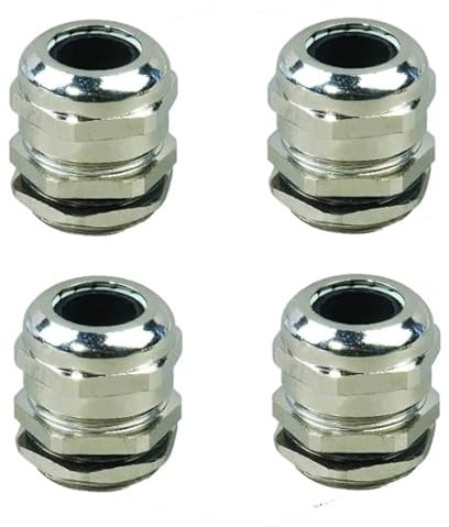 Set 4 pezzi - Pressacavo Metallo PG19 Guarnizione Tenuta Stagna Connettore Passacavo Cavi 10-14mm IP68 - Colore Argento