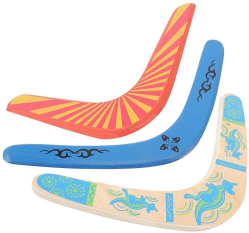 CIYODO 3 Piezas Bumerán de Madera, Juguete Volador Seguro y Divertido, Colores Azul y Naranja, Adecuado para Actividades al Aire Libre y Desarrollo Físico Infantil