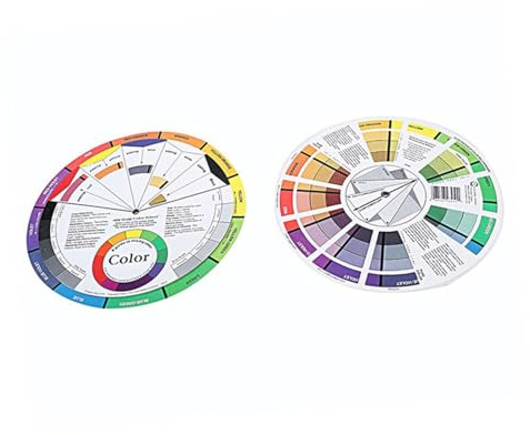 Hemobllo Lot de 2 Roues Chromatiques Rotatives 23 Cm et 14 Cm en Plastique, Nuancier Couleur Mixte pour Nail Art et Maquillage Femme, Outil D’apprentissage des Couleurs et Mélange