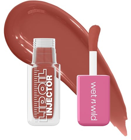Wet N Wild, Plumping Lip Oil Injector, Högglansig Finish, Med Ingefärsolja Och Capsicumextrakt För Fylligare Läppar, Lättviktig, Kladdfri Formula, Shimmer Me Baby