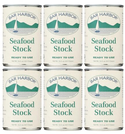 Bar Harbor Seafood Stock, 14.5 oz (411g) – Ready-to-Use Fish, Clam & Lobster Stock in BPA-NI Lined Tins [Pack of 6]