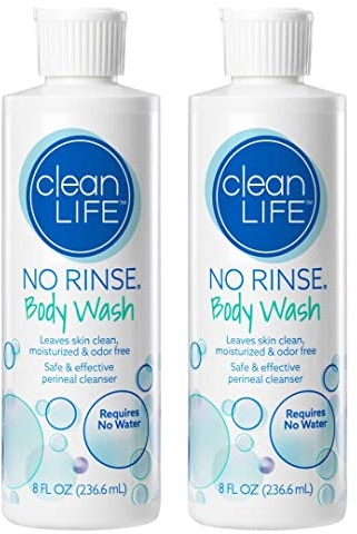 No-Rinse Body Wash, 8 fl oz - Leaves Skin Clean, Moisturized and Odor-Free, Rinse-Free Formula (Pack of 2)