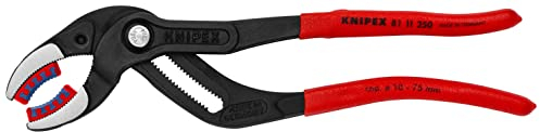 Knipex Pinza per Sifone e Connettore Bonderizzata Nera, Rivestiti in Resina Sintetica Antiscivolo 250 Mm (Confezione Self-Service/Blister) 81 11 250 Sb
