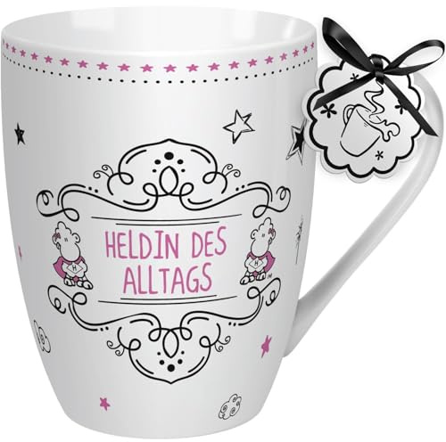 Sheepworld Tasse mit Spruch Heldin des Alltags | Kaffeetasse, Porzellan, 30 cl Lieblingstasse, Geschenk, Kollegin | 59258