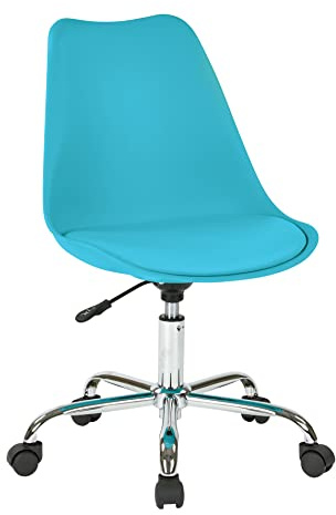 OSP Home Furnishings Emerson Polyurethane Seat Armless Task Chair with Chrome Base with Casters, Teal