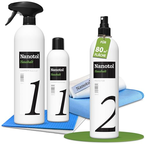 Nanotol Haushalt Set - Glasversiegelung mit Easy-to-Clean Effekt | Komplett Set zur Grundversiegelung (inklusive Tücher) - schmutzabweisende Wirkung - spart 80% Reinigungszeit (für 80m²)