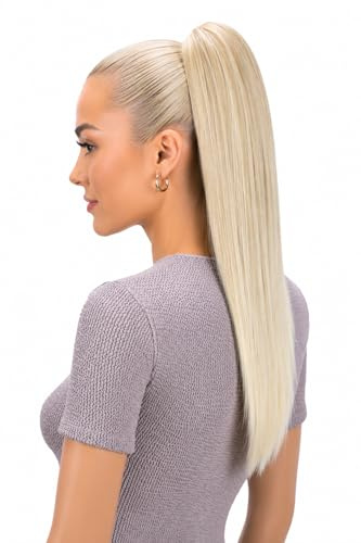 CAISHA 50cm Hårstycke Fläta Hästsvans Hårförlängning Rak Ljusblond H150
