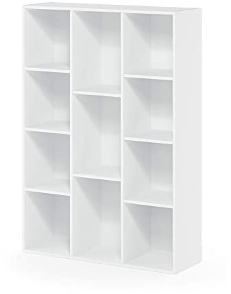 Furinno Luder Bücherregal – Weißes Cube-Aufbewahrungsregal & Bücherregal, kleiner Organizer für Bücher, Spielzeug & Büro, einfache Montage, 11-Cube reversibles Design
