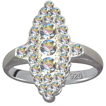 Fingerring Ring Marquis Echt Sterling Silber 925 Zirkonia Kristalle Weiß Liebe Glaube Hoffnung Emotion Symbol Motiv Stil Objekt extravagant neu gut schön modisch weiss klar transparent