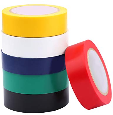 Insulating Tape PVC Electrical Tape 18mm*10m Waterproof Adhesive Gaffer Tape, PVC Flame Retardant Insulation Tape for Indoor and Outdoor, to Wire Projects and Repairs, 6 Colour 6 Pack