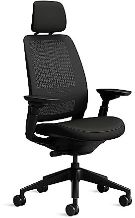 Steelcase Ergonomischer Bürostuhl: Series 2, Lumbalstütze, Kopfstütze, Onyx | 4D-Armlehnen, Universalrollen, Premium-Materialien, bis 160 kg und 190 cm, sitzkomfort