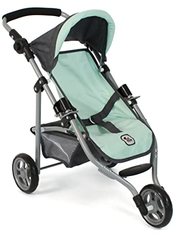 Bayer Chic 2000 - Puppenbuggy Lola, Jogging-Buggy, Puppenjogger, Puppenwagen, Melange anthrazit, Mint, 612-67, 70 x 33 x 62 cm