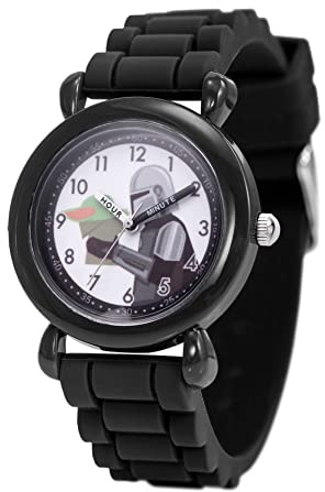 Star Wars The Mandalorian - Orologio analogico al quarzo in plastica con cinturino in silicone per insegnare l'ora ai bambini, BLK, moderno