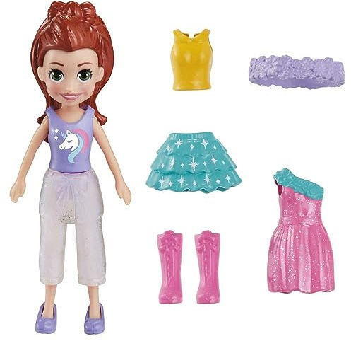 Polly Pocket Ensemble de Jeu de Mode Lilas Shimmer & Shine Comprend une poupée, Vêtements et accessoires supplémentaires pour les filles de 4 ans et plus