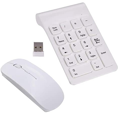 predolo Teclado Numérico USB de 18 Teclas 2,4G con Ratón para, Blanco