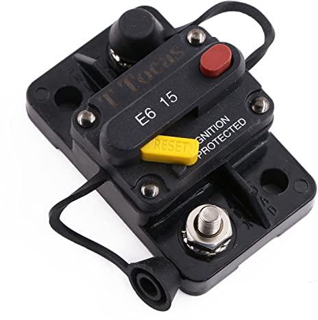 T Tocas 12V 24V 15A Schutzschalter mit Manuelles Reset Sicherungsautomat für Kfz/Wohnmobil/Solar/PV/Boot Trolling Motor, wasserdichte, 15 Amp Leistungsschalter Sicherungshalter max. 32V DC
