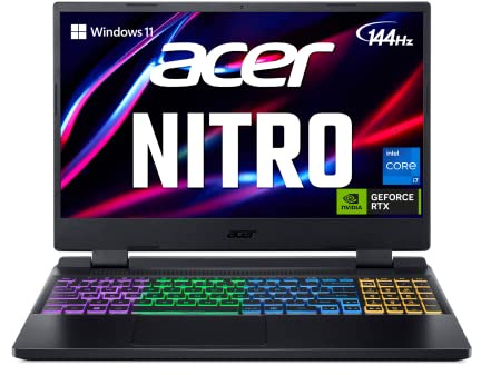 acer Nitro 5 Gaming Laptop | Intel 12th Gen i7-12650H | NVIDIA GeForce RTX 4060 Laptop GPU | 15.6” FHD 144Hz IPS Display | 16GB DDR5 | 1TB Gen 4 SSD | Killer Wi-Fi 6 | RGB Backlit KB | AN515-58-781P