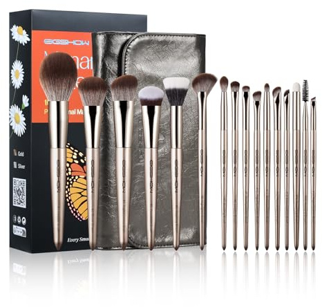 EIGSHOW 16 Stück Makeup Pinsel Set, Professionelle Pinselsets, Premium Synthetik Gesicht Augen Makeup Pinsel Set mit Tasche, Geeignet für Anfänger & Profis (Monarch Butterfly)