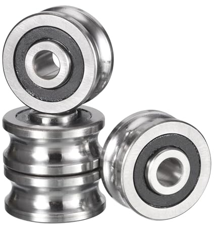 HiPicco SG15 Deep U Groove Ball Track Guide Bearing, ID 5mm x OD 17mm x Width 8/9.75mm Double Sealed Pre-Lubricated (GCr15) Chrome Steel for 6mm rails 4pcs