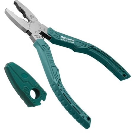 Someie Engineer Nejisaurus GT PZ-58 & Cap PZM-58 Set: Green T-Shaped Rubber Grip Specialty Pliers For 3-9.5mm Screws