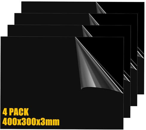 MUXHEL 4 Pcs Black Acrylic Sheet, 400 x 300 x 3 mm Acrylic Sheets with Double-Sided Protective Film for Signs, Display Backgrounds, Model Bases, Crafts and DIY Projects