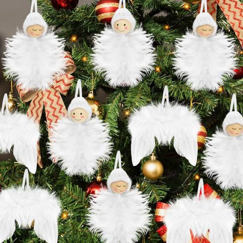 Decoracion Navidad Arbol Blanco Pluma UieaMsio 16 Pcs Alas De Plumas De Ángel De Navidad Decoración De La Fiesta De Navidad Decoraciones Navideñas Blancas para Hogar Fiesta Exterior Interior
