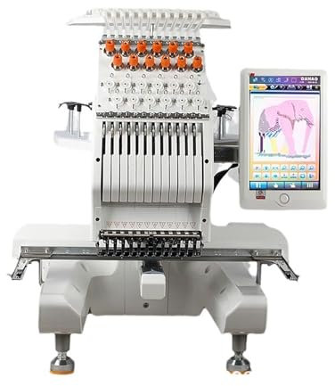 Kommerzielle Heimstickmaschine, Einkopf-12-Nadel-Stickmaschine Mit Ständer, 10-Zoll-Touchscreen, Unterstützt Den U-Disk-Import Von Mustern, Geeignet Für Verschiedene Stoffe