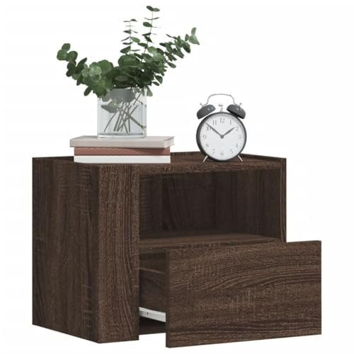 Sufrk Wand-Nachttische 2 STK. Nachttisch HäNgend Bedside Table Sideboard HäNgend Wandtisch Nachttisch Braun Eichen-Optik 45x30x35 cm - 848324