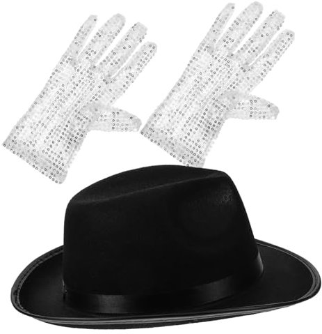 GALPADA Paillettenhandschuhen Und Kostümmütze Für Damen Herren Cosplay Party Supplies Mit Glitzernden Paillettenhandschuhen Und Dress up Hat Für Mottopartys