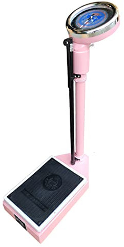 Bilancia a colonna meccanica professionale, bilancia di precisione per altezza e peso, con asta regolabile in altezza 190 cm, quadrante extra grande, con misurazioni facili da leggere (colore: blu, d