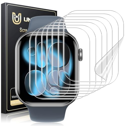 UniqueMe per Apple Watch Series 11 46 mm - Pellicola Protettiva | 8 Pezzi, Assorbimento Senza Acqua, Flessibile, Per Apple Watch 46mm HD TPU Anti-Impronte Digitali, Facile da Installare