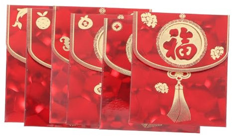 ROMISBABA 6stücke Traditionelle Chinesische Rote Umschläge Hong Bao Design Für Frühlingsfest Geburtstagsgeldtaschen Glücksgeldtaschen Aus Robusten Materialien Gefertigt Für Täglichen Gebrauc