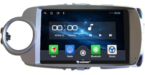 Quad Core 4G+64G Car CarPlay Android Auto 9 IPS Display Navigation Stéréo Touchscreen Headunit Pad Tablet Caméra arrière GPS Radio Lecteur multimédia pour Toyota Yaris 2012-2017
