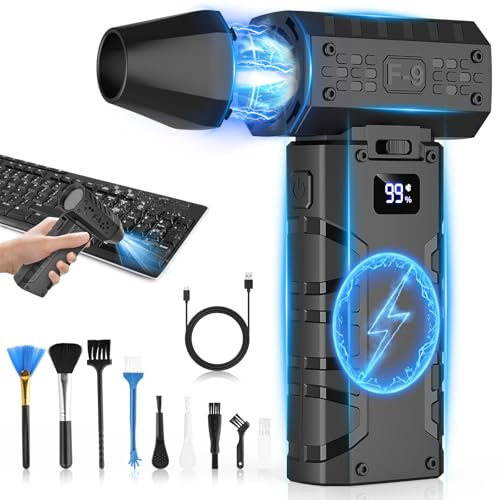 Soplador de Polvo Eléctrico, 110000 RPM, Soplador de Aire Inalámbrico Recargable con Luz LED Y Pantalla HD, Soplador de Aire Para Limpiar Polvo y Cabello en Computadoras, Teclados y Automóviles