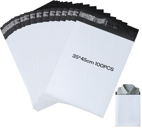KOMABLEN 100 Buste per Spedizioni Vinted, 35x45cm Autoadesive Buste per Spedizione, Impermeabile Opaqui Sacchetti Spedizione, PE Pacchi per Spedizioni per Spedizioni Scarpe, Libri, Abbigliamento
