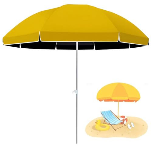 DLAZUM Parasol d'extérieur - 1,8 m/2,2 m/2,4 m/2,6 m - Parasol de Plage Vintage pour Jardin, Piscine, terrasse, Table - Aspect élégant - 8 Baleines,180cm