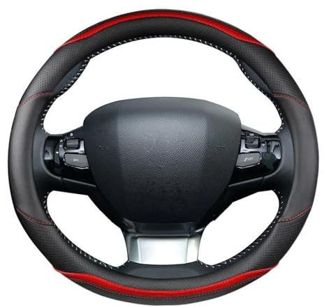 YSQOFD Copri Volante per Peugeot 308 2014-2020 II T9 308 SW 308 CC Coprivolante per Auto in Fibra Carbonio + Pelle PU Accessori Interni Auto Copertura Volante Auto(Rosso)