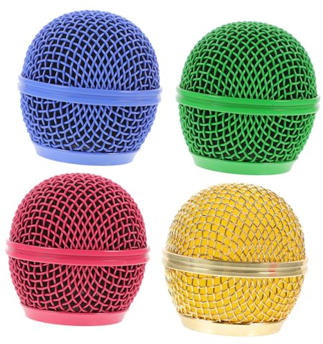 TOYANDONA 4pcs Metal Microphone Grille Replacement Mesh Heads Mic Accessories with Noise Reduction, Sturdy Metal Material, for Wireless and Wired Microphones