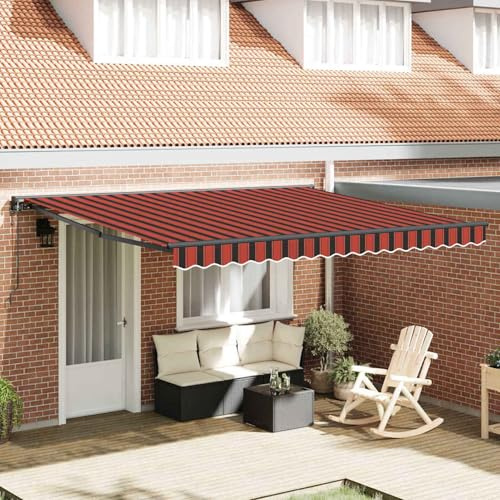 Tidyard Toldo Retráctil Automático con LED Amarillo y Naranja 400x350 cm