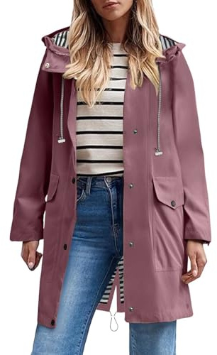 Chubasquero Mujer Impermeable Largo Viaje Talla Grande Chaqueta Cortavientos Running Montaña Ciclismo Moto Ligero Transpirable Abrigo de Lluvia Moda Gabardina para al Aire Libre Acampada Trekking