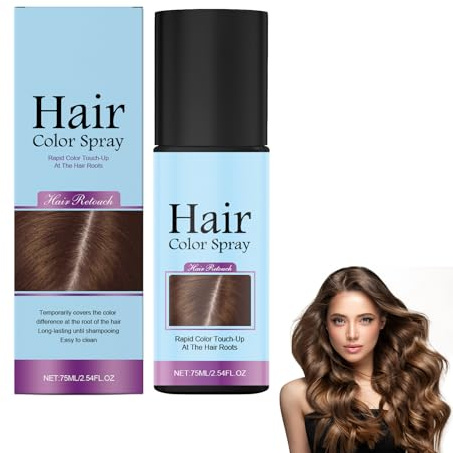 Einweg-Haarfärbespray, 75 Ml Haarspray Farbe Spray Haarfärbemittel In Komplementärfarben Color Hair Ansatzspray Temporäres Haarfärbemittel, Schonend & Zuverlässig Haaransatz Kaschieren (Hellbraun)