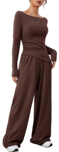 DURINM Donna Completo Tuta 2 Pezzi Completo a Maniche Lunghe Pantaloni Casual Elegante Tuta Ginnastica Tuta Sportiva Donna Completi Felpa Pantaloni Jogging Invernale per Casa Fitness