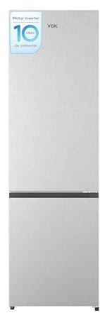 VOK Frigorífico Combi 313L EVR-313NEI Inox, Total No Frost, Compresor Inverter, 185,5 cm, 54 cm Ancho, 37 dB, Puertas Reversibles